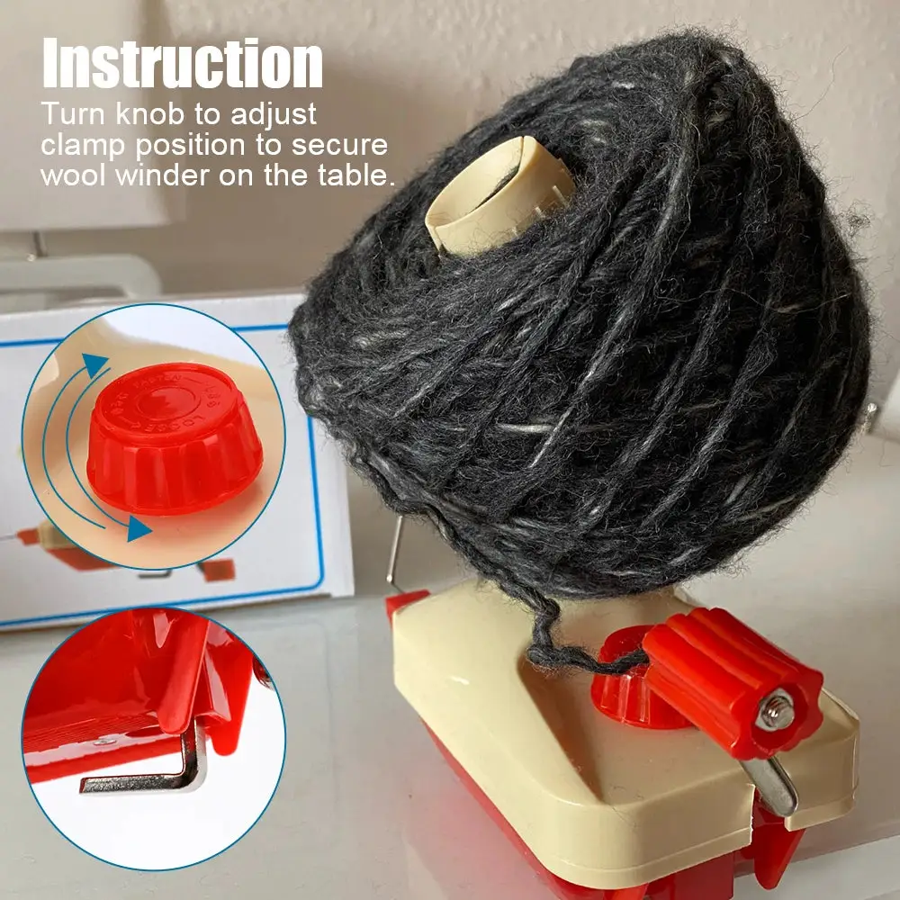 Hand Operated Wool Winder Machine Yarn, DIY Sewing Craft Tool, Tabletop