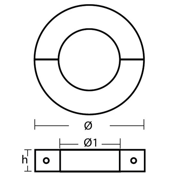 Tecnoseal, Akselanode alu smal, Ø35mm, H20mm, Ø65mm