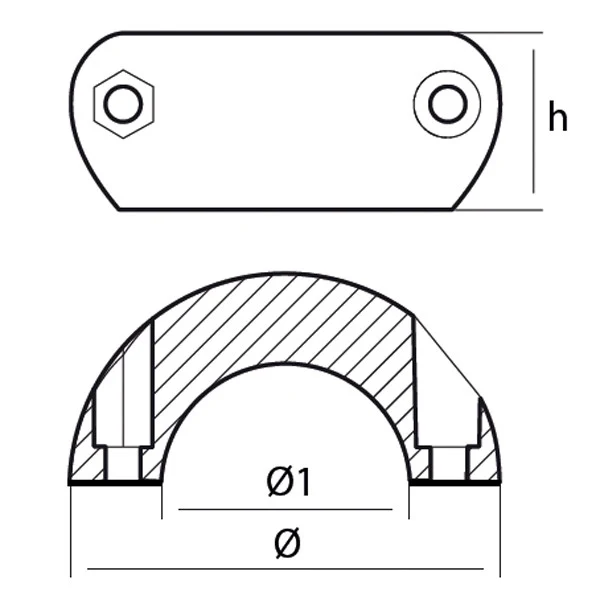 Tecnoseal, Akselanode alu smal, Ø35mm, H25mm, Ø66mm