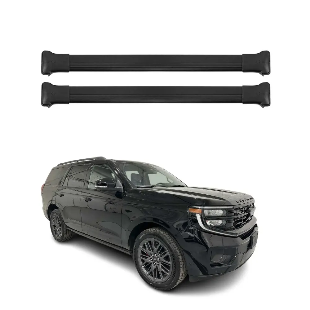 Roof Rack Cross Bars Ford Expedition 2025 Raised Roof Rails Aluminum Black 2-Piece Set