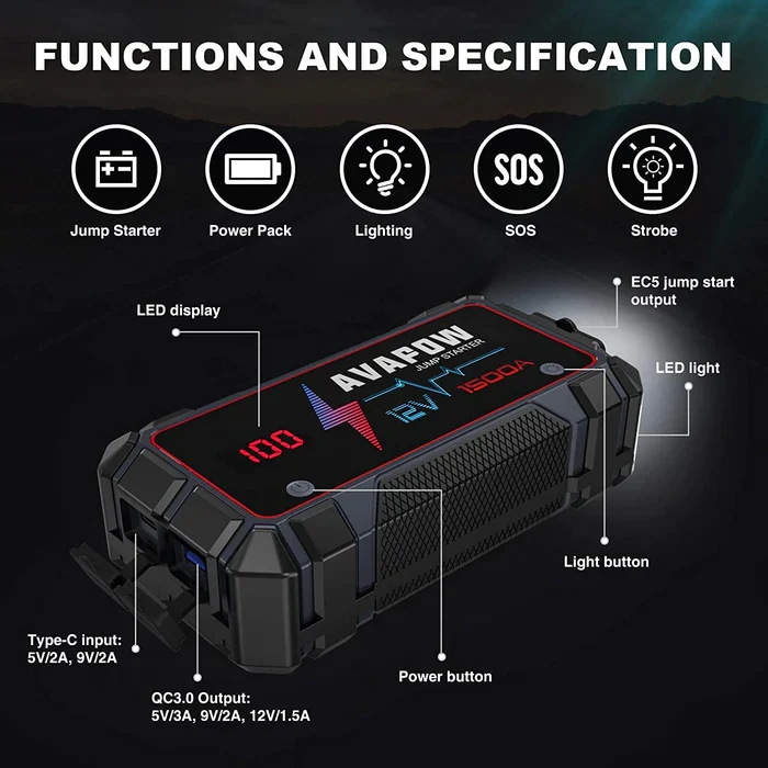 Avapow Jumpstarter A9 12V 1500 8000 mAh