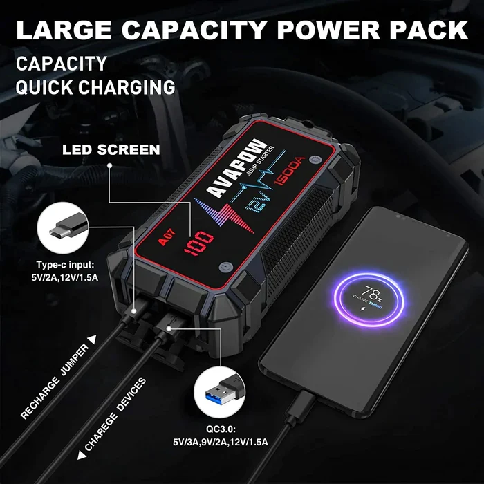 Avapow Jumpstarter A9 12V 1500 8000 mAh