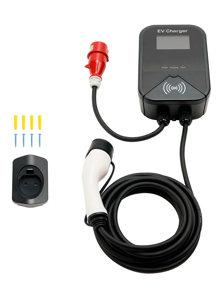 EV Charger Wallbox Type 2 32A 22kw CEE 3-fase plugg ladestasjon EV PHEV App