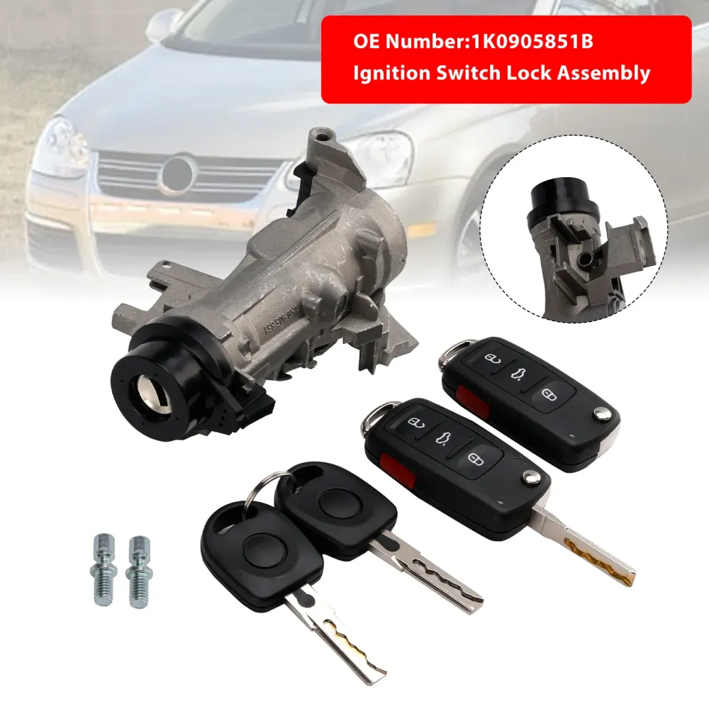 1K0905851B Ignition Switch Lock Cylinder W/2 -tast VW Jetta Golf EOS Rabbit