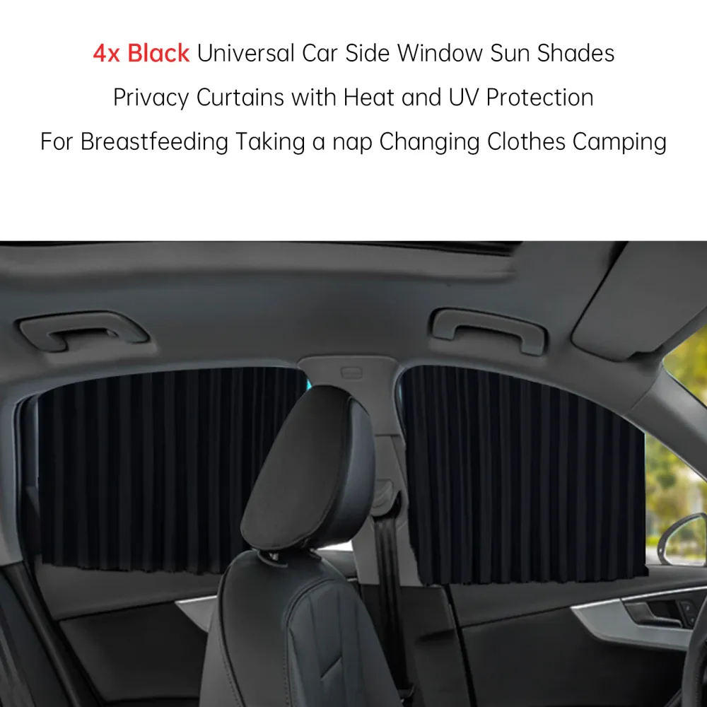 4 stk universal bil sidevindu solskygger svart amming tar en lur