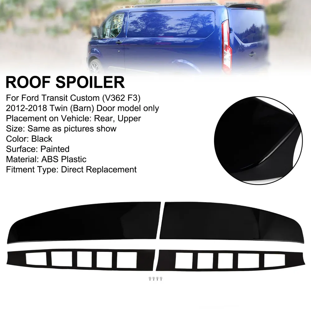 Glans svart bakstvinget låve dørtak spoiler fit Ford transit custom 2012-2023