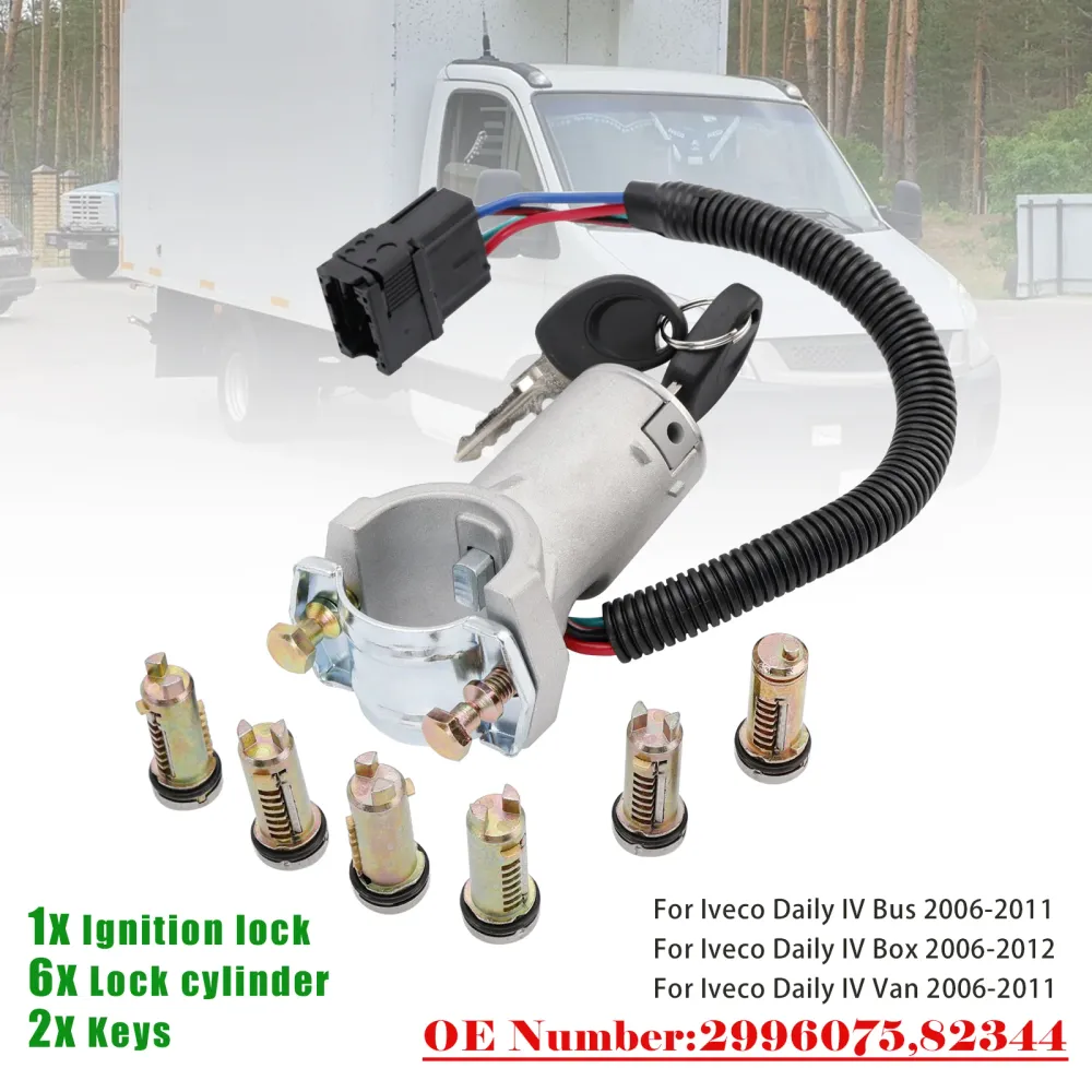 Ignition lock + 6x locking cylinder + key 2996075 Iveco Daily 06-12