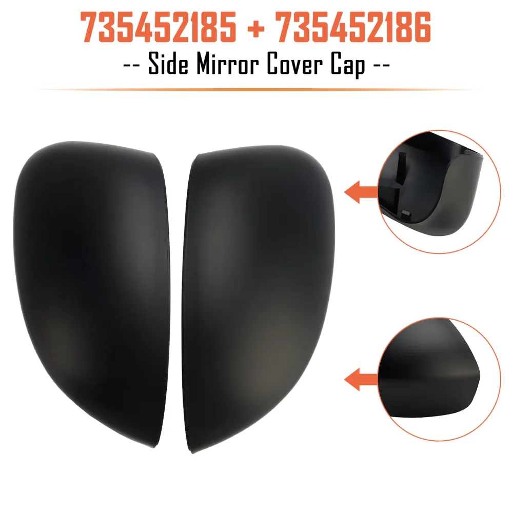 Pair Side Mirror Cover Cap Fiat 500 2007-2024 Grande Punto 2005-2018