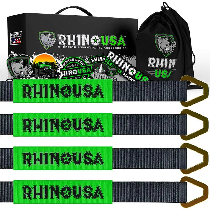 Rhino USA Axle Tie Down Straps (4-Pack) 2In X 38In - Black