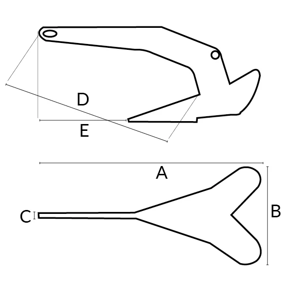 Deltaanker 25 kg 316 RF stål - båter 15-20 m