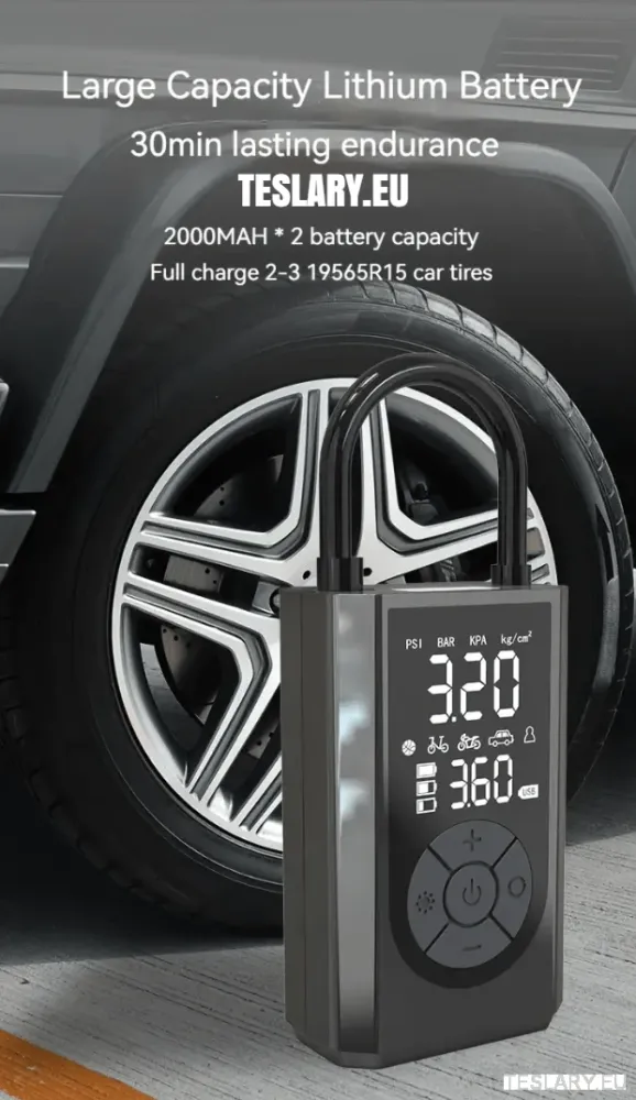 Bærbar batteridrevet dekkkompressor Tesla Model 3 Y S x - 2000mAh