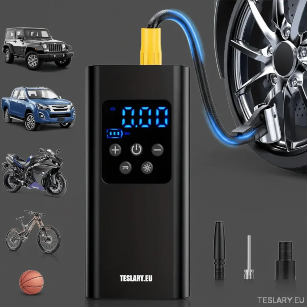 Bærbar batteridrevet dekkkompressor Tesla Model 3 Y S X - 4500mAh