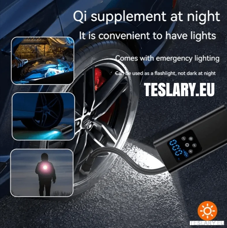 Bærbar batteridrevet dekkkompressor Tesla Model 3 Y S X - 4500mAh