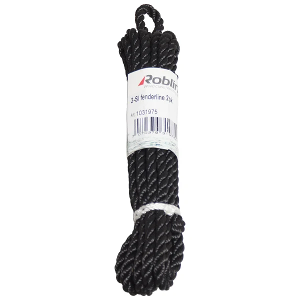 Robline, Fenderline 3-lags sort, 2-pakning, 6 mm x 1,5 m