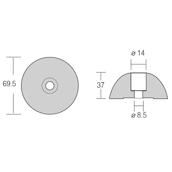 1852, Sinkanode Flex O-fold Ø69,5 mm, 37,0 mm, 0,58 kg