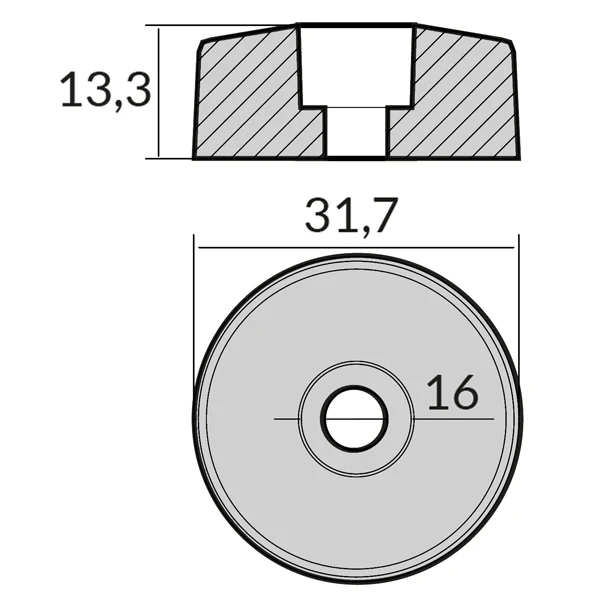 1852, Sinkanoder Flex O-fold Ø31,7mm sett (2 stk), 13,3 mm