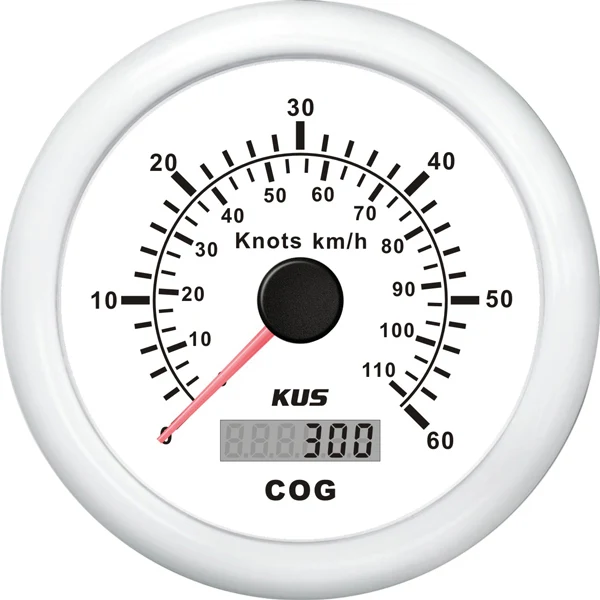 Kus, GPS Speed 0-60 knott, hvit, 12/24V, Ø 85 mm, IP67