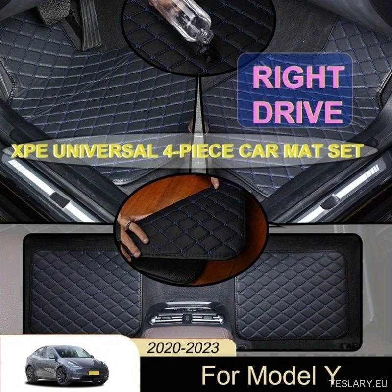 4pcs Sett XPE-bilgulvmatter, tre lag, avansert kvalitet, universell, Tesla Model Y 2020-2025, høyre stasjon