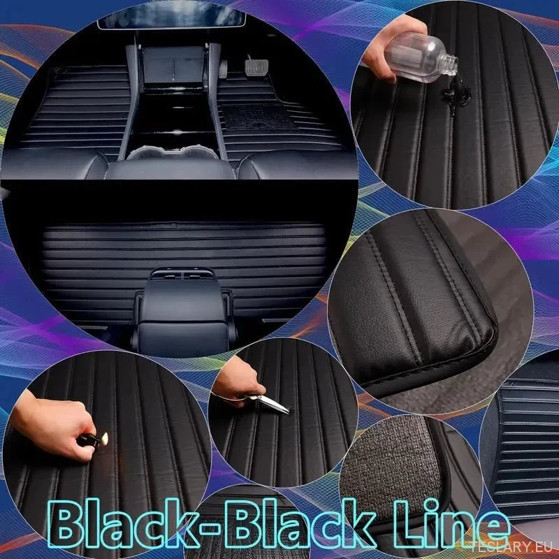 Tesla Model Y 2019-2025 Høyre kjørebilmatter, tre-lags PVC Stripe Design, Luxury & Dunable Floor Mat Accessories Car Interior