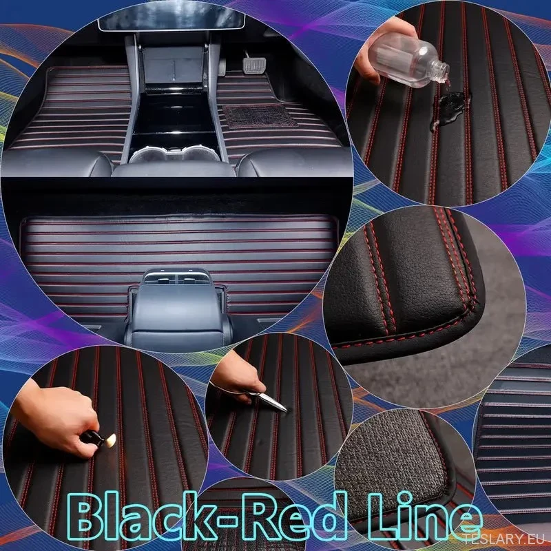 Tesla Model Y 2019-2025 Høyre kjørebilmatter, tre-lags PVC Stripe Design, Luxury & Dunable Floor Mat Accessories Car Interior