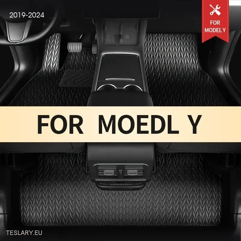 Tesla Model Y Custom Pu Leather Floor Mats (venstre hånd)