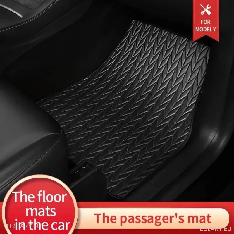 Tesla Model Y Custom Pu Leather Floor Mats (venstre hånd)