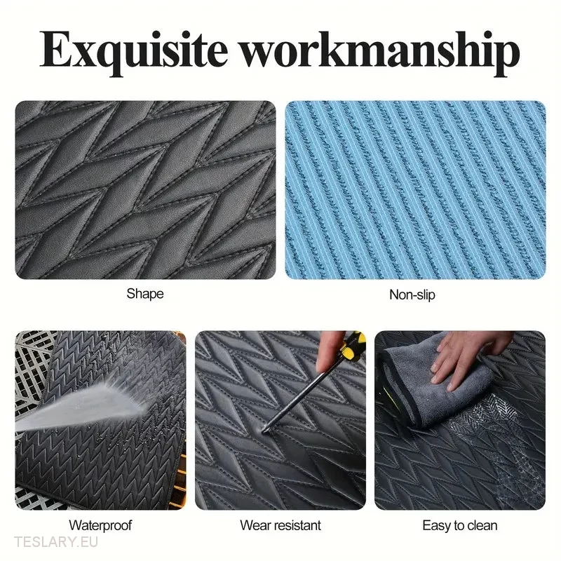 Tesla Model Y Custom Pu Leather Floor Mats (venstre hånd)
