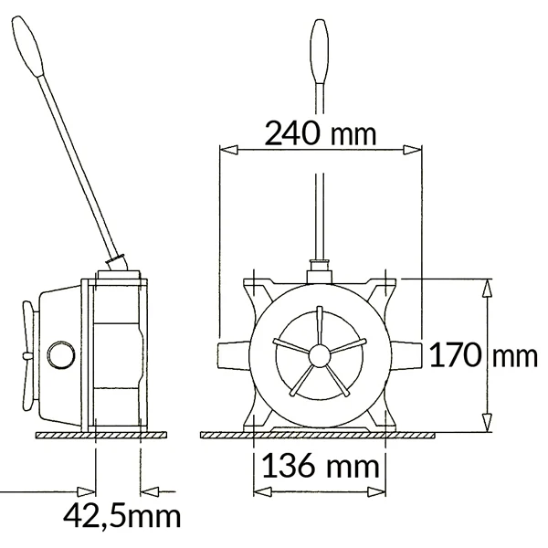 Manuell lensepumpe 38 mm Løs/Arm, 75 ltr./min.