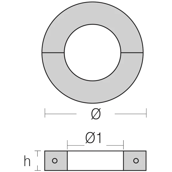 1852, Akselanode smal Ø40mm, sink, Ø80mm, H20mm