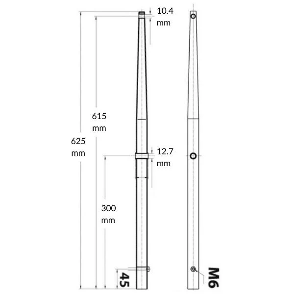 1852, Scepter RF 600mm, høypolert rustfritt stål AISI 316