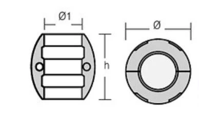 1852, sinkakselanode 50mm skaft, 2-4 hull, Ø: 93mm, H: 88mm