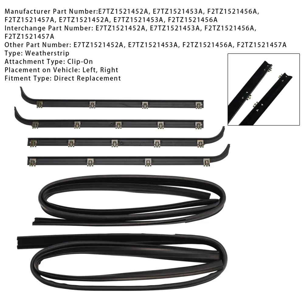 1987-1996 Ford Bronco Window Sweep 4pcs Door Window Seal Belt Weatherstrip+2PCS Seal Kit