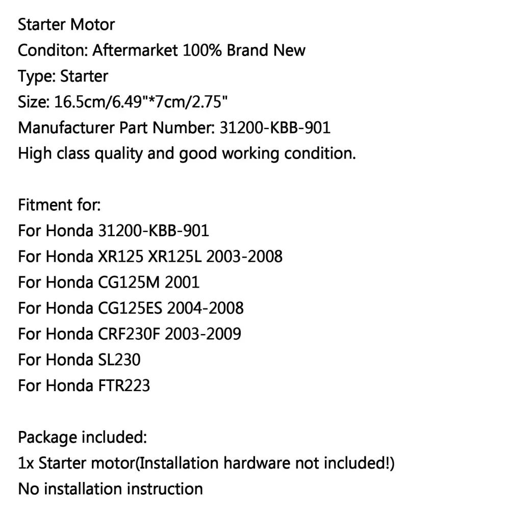 2001 Honda CG125M Motorstarter 31200-KBB-901