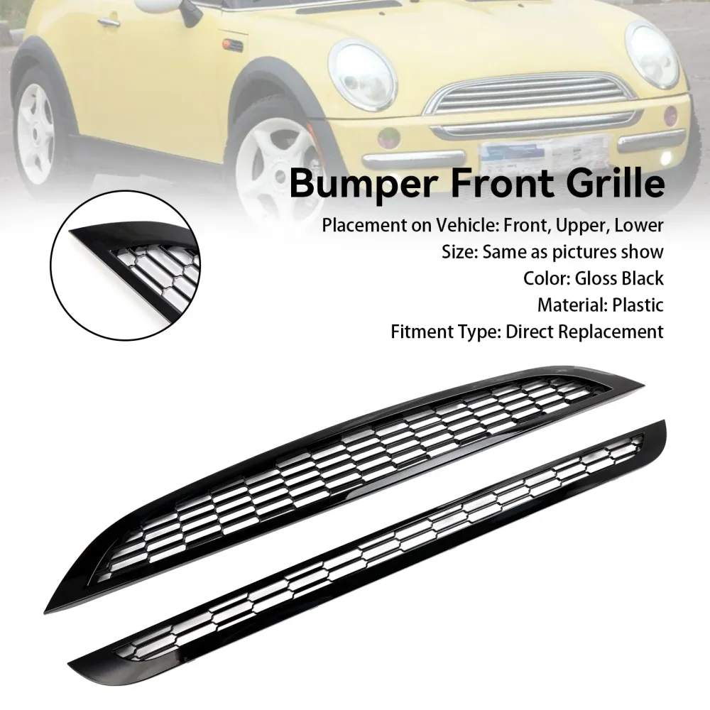 2002-2006 Mini R50 Cooper Honeycomb Mesh Front Grill Grille 2PCS