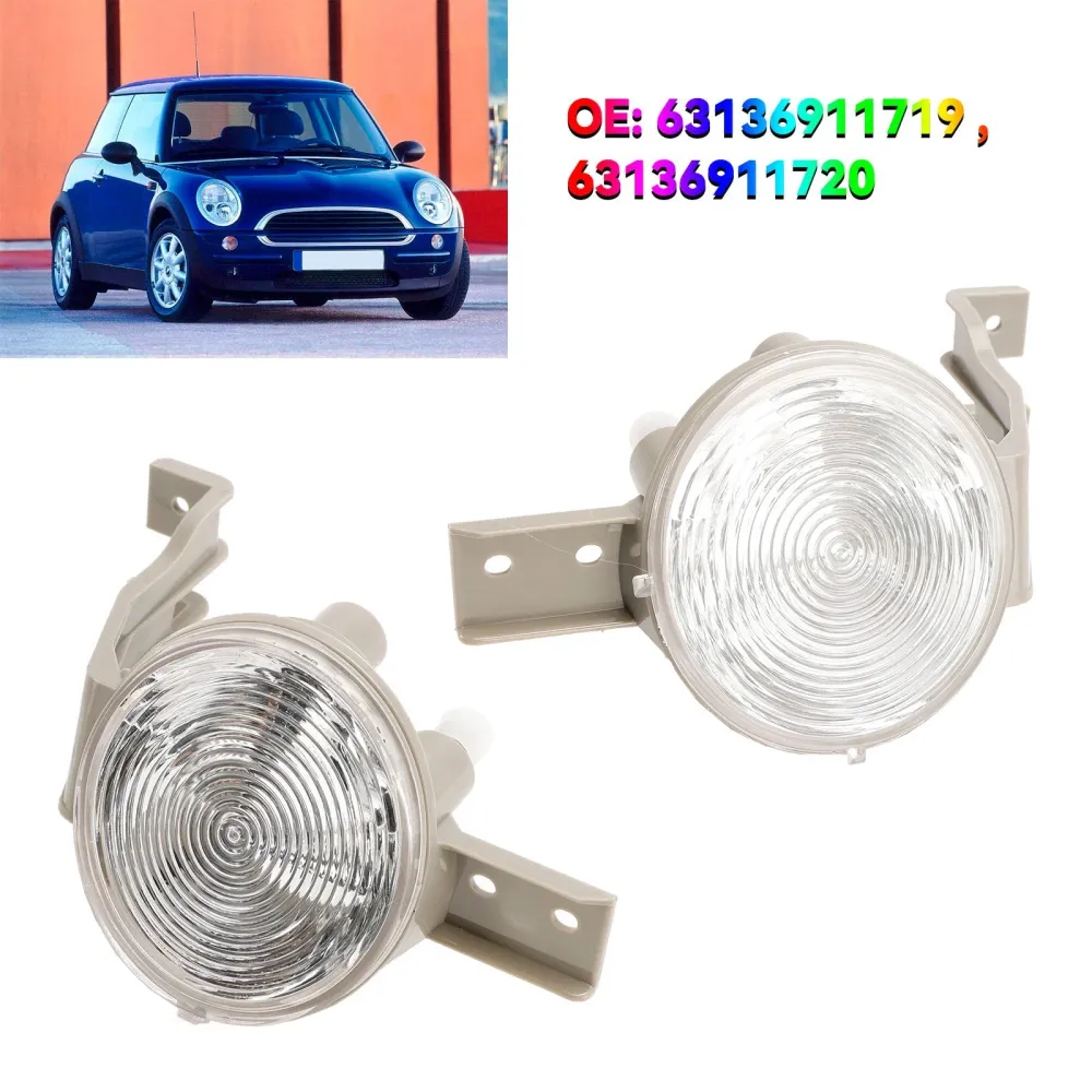 2004.07-2007.11 Mini Convertible R52 Pair Front Indicator Light Lamp Flasher Clear Lens