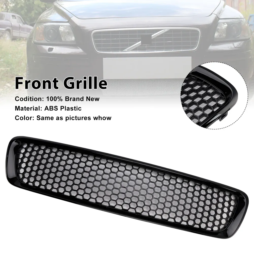 2004-2007 Volvo S40 V50 Gloss Black Front Bumper Honeycomb Grille Grill