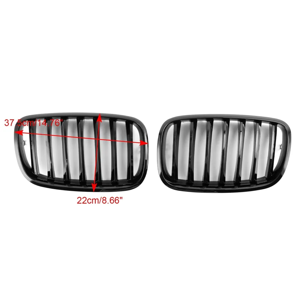 2007-2013 BMW X5 E70/2009-2013 X5 M (E70) Front Bumper Kidney Grille Grill Gloss Black