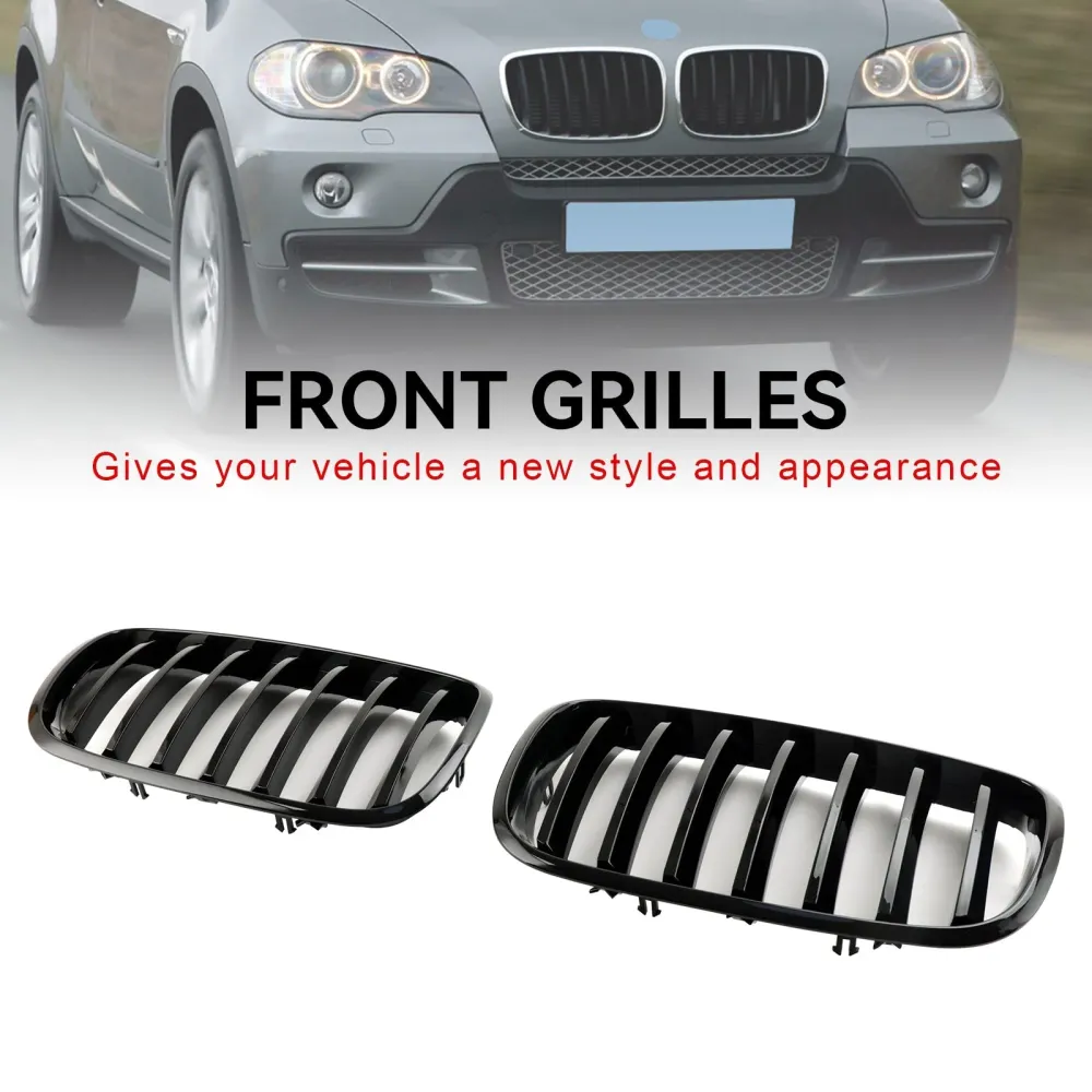 2007-2013 BMW X5 E70/2009-2013 X5 M (E70) Front Bumper Kidney Grille Grill Gloss Black