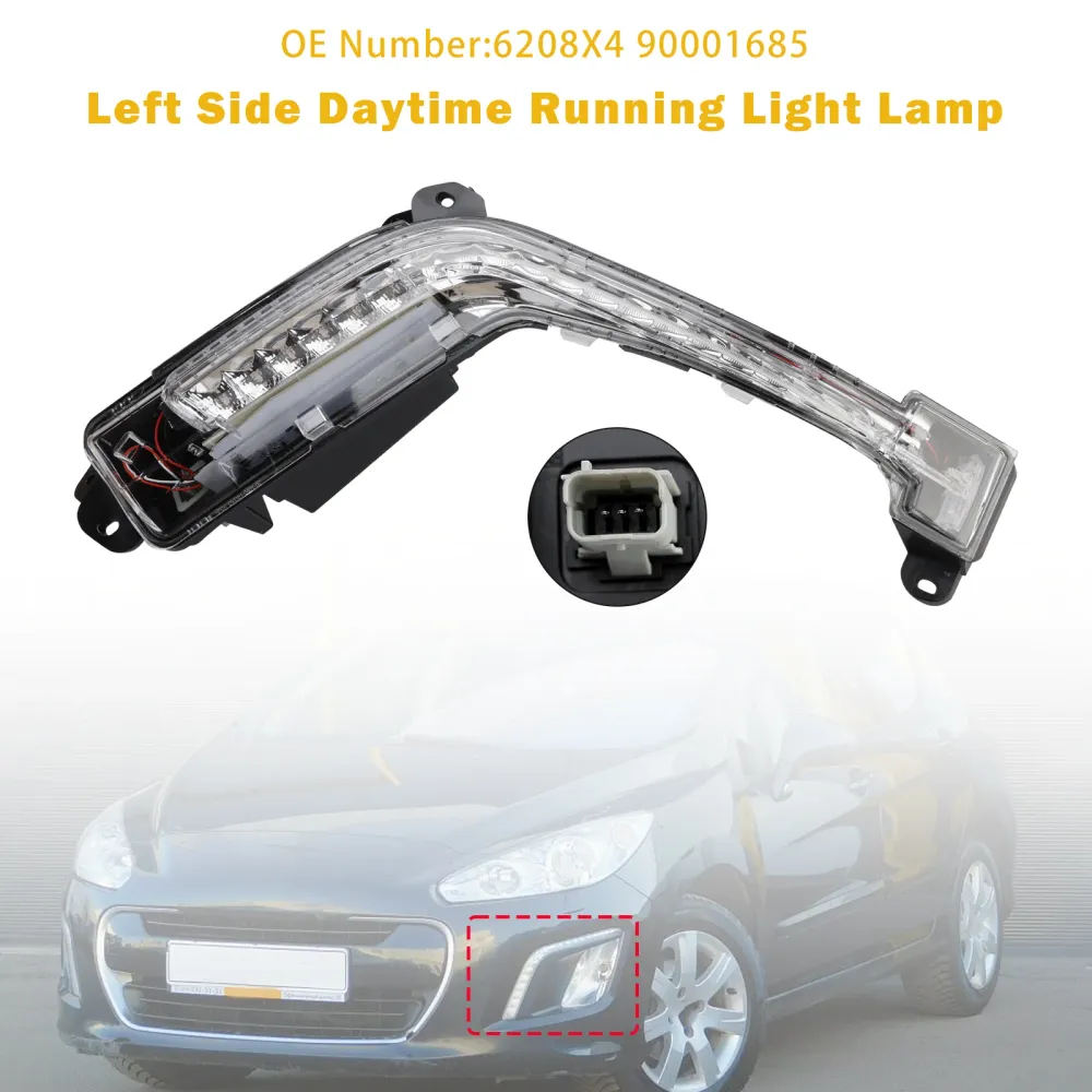 2011-2014 Peugeot 308 Hatchback Left Side Daytime Running Light Lamp 6208X4 90001685