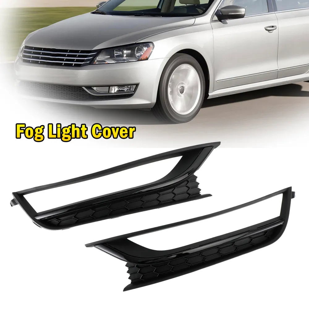 2012-2015 VW Passat 2PCS Front Honeycomb Driving Tog Light Cover Black