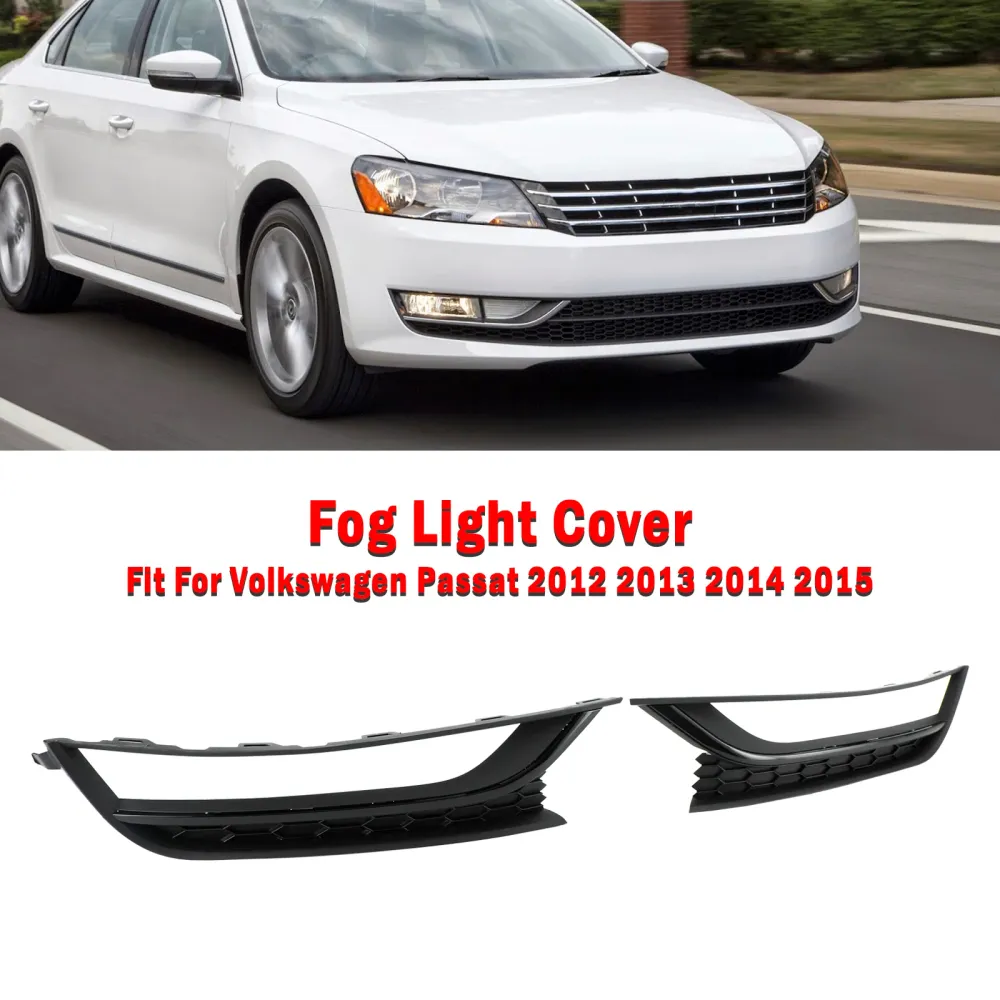 2012-2015 VW Passat 2PCS Front Honeycomb Driving Tog Light Cover Black