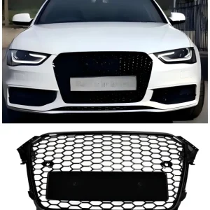 2013-2016 Audi A4 S4 B8.5 RS4 Style Mesh Front Bumper Grille Grill Gloss Black