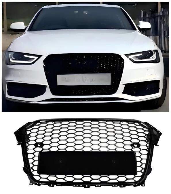 2013-2016 Audi A4 S4 B8.5 RS4 Style Mesh Front Bumper Grille Grill Gloss Black