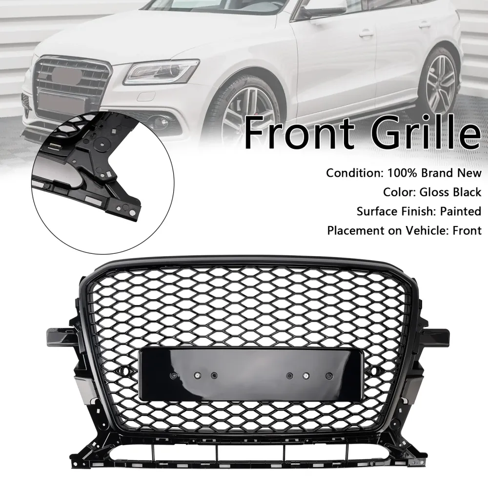 2013-2017 Audi Q5 SQ5 Gloss Black Front Honeycomb Bumper Grill Grill