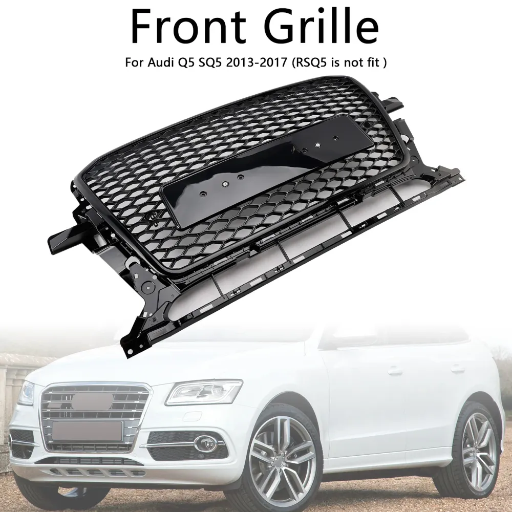 2013-2017 Audi Q5 SQ5 Gloss Black Front Honeycomb Bumper Grill Grill