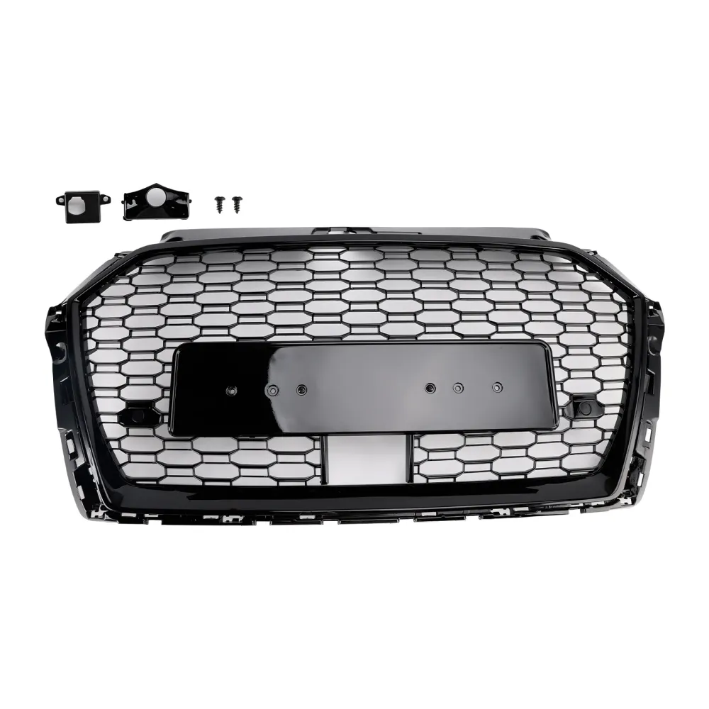 2017-2019 Audi A3 S3 W/ACC RS3 Style Honeycomb Front Grille Grill Black