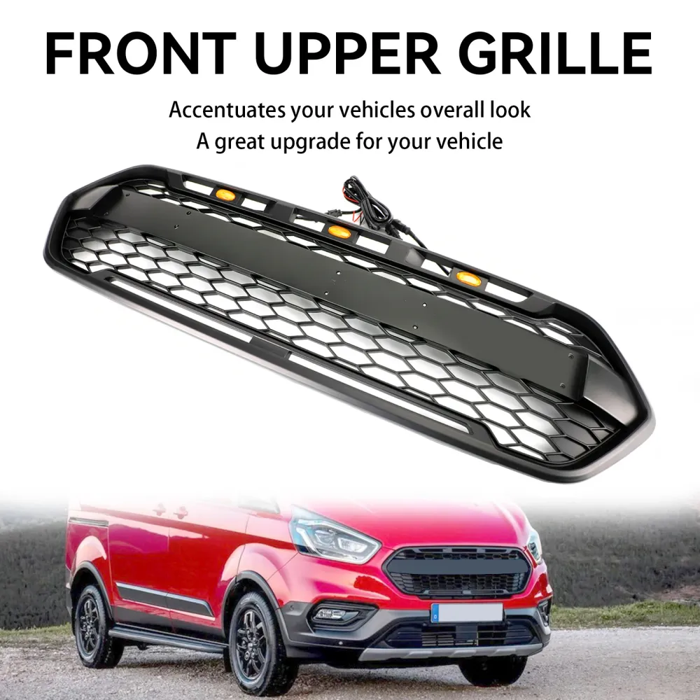 2018-2023 Ford Transit Custom Raptor Style Trail m/ 3led Matte Black Front Bumper Grille