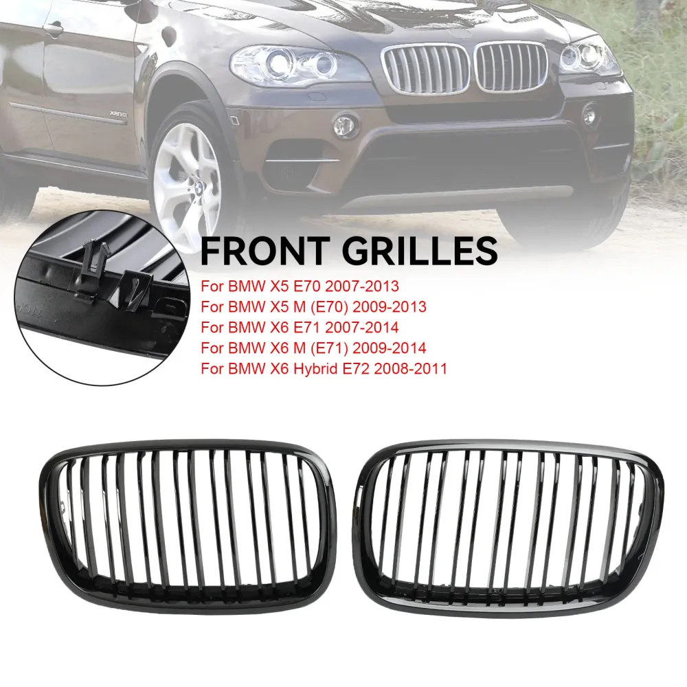 BMW X5 M (E70) 2009-2013 Front støtfanger Nyregitter Grill Gloss Black