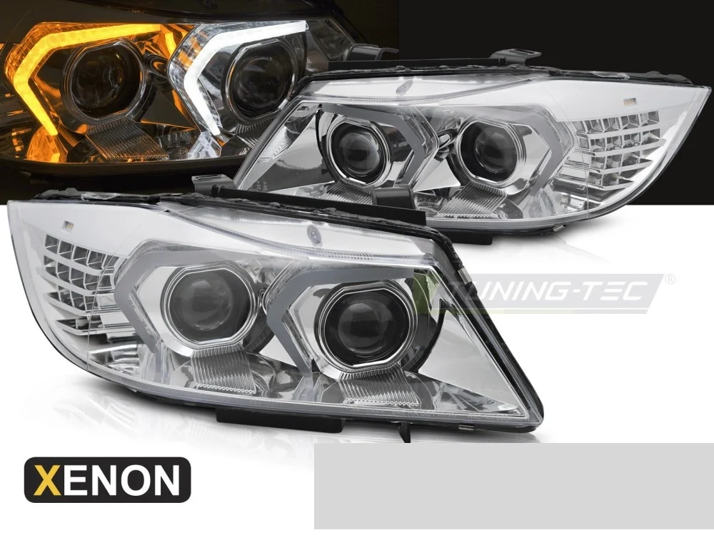 Frontlykter BMW 3 Serie (E90/E91) 05-11 - Xenon LED Krom