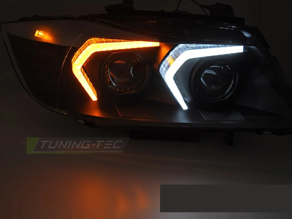 Frontlykter BMW 3 Serie (E90/E91) 05-11 - Xenon LED Svart